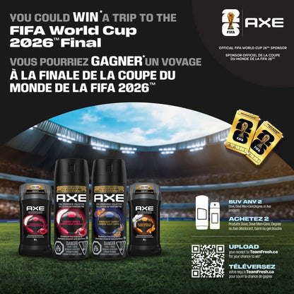 AXE Dark Temptation Deodorant Body Spray for 48-Hour odour protection, Dark Chocolate Aluminum-free Deodorant, 113g (Pack of 4) - Available at All In One Marketplace Canada