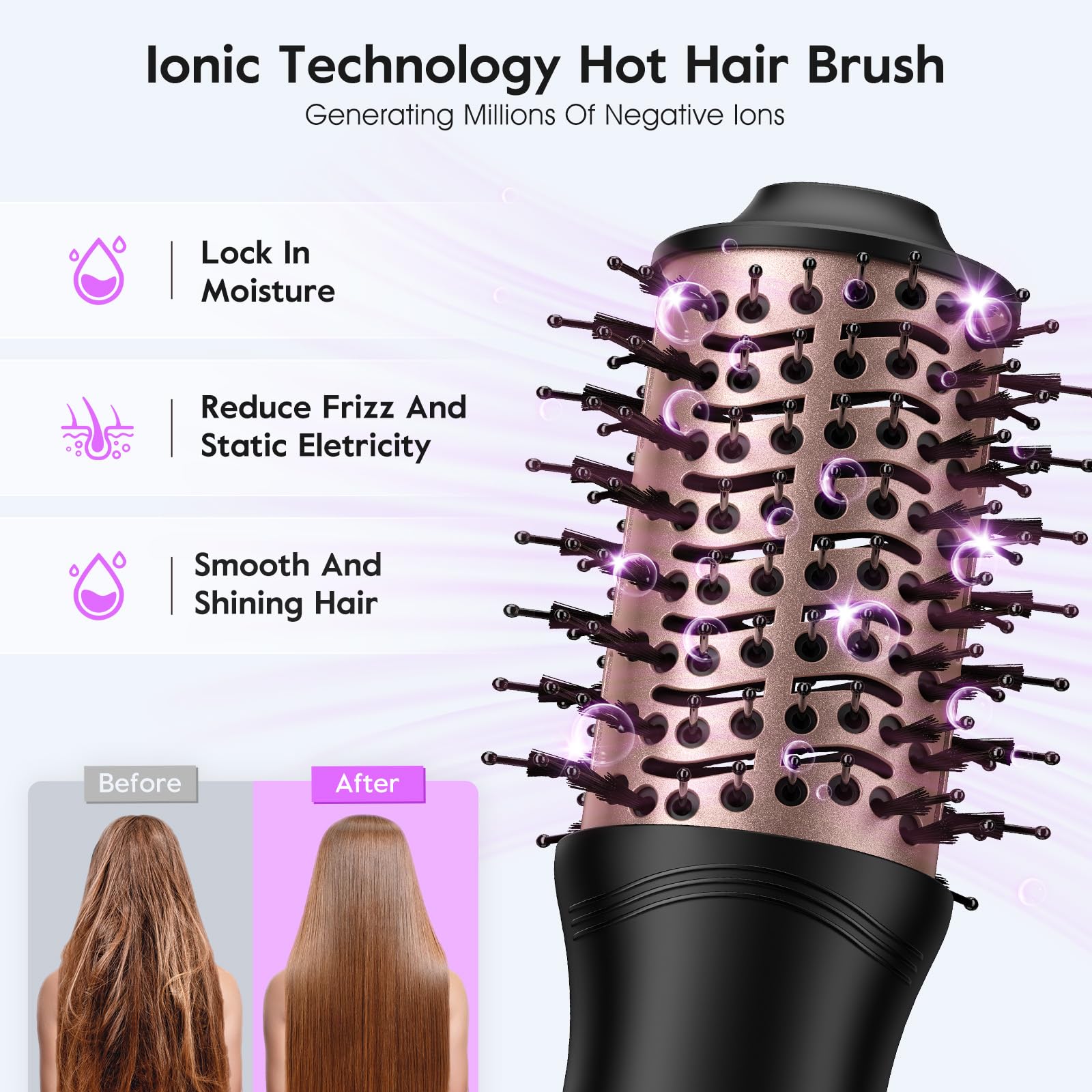 slopehill Mini Dual Voltage Hair Dryer Brush,1000 Watts Travel Hot Air Brush with European Plug, Ionic Hair Dryer and Styler for Women for Home & Salon, Oval Barrel 2 Heat & 2 Speed Settings - Available at All In One Marketplace Canada