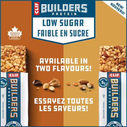 CLIF BUILDERS Low Sugar Protein Bars – Almond Salted Caramel, 12-Pack (56g each)