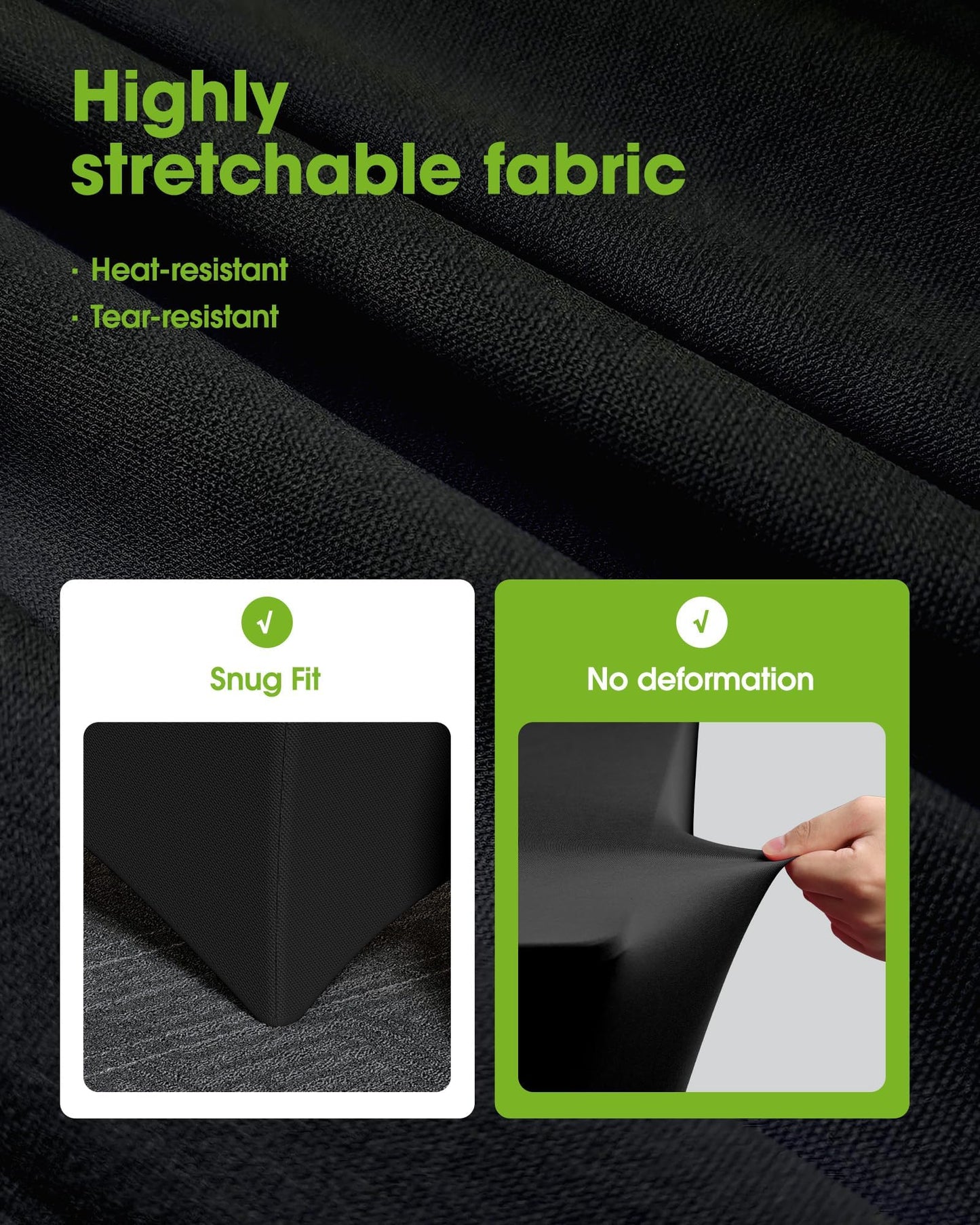 Pureegg Spandex Tablecloth 6ft - 2 Pack, Fitted and Tight Table Cloth for Rectangular Table, Wrinkle-Free and Stretch Table Cover for Party, Wedding, and Banquet, Black, 72" L x 30" W x 30" H - Available at All In One Marketplace Canada