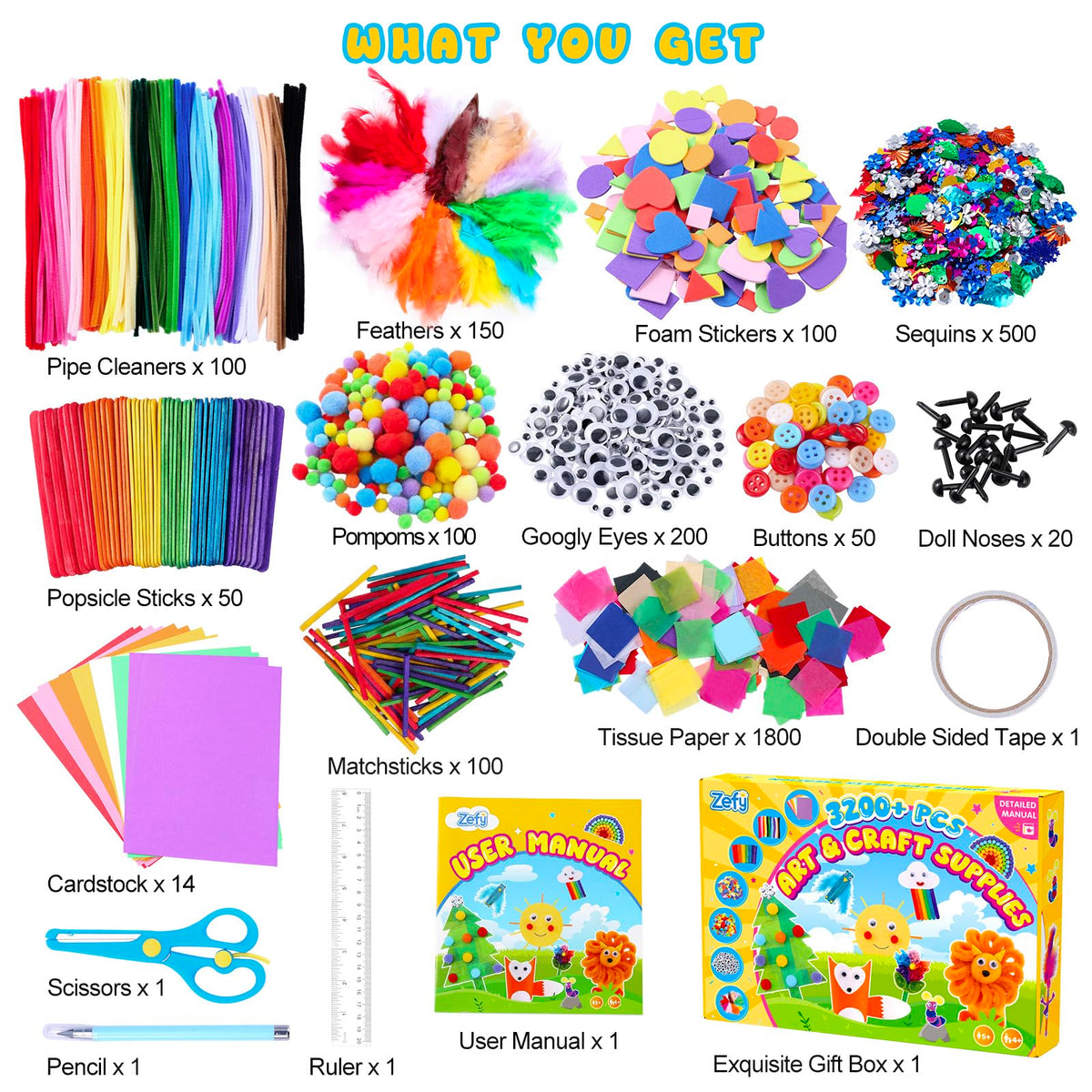 Zefy 3200+ Pcs Arts and Crafts Supplies for Kids 🍁 All In One Marketplace Canada