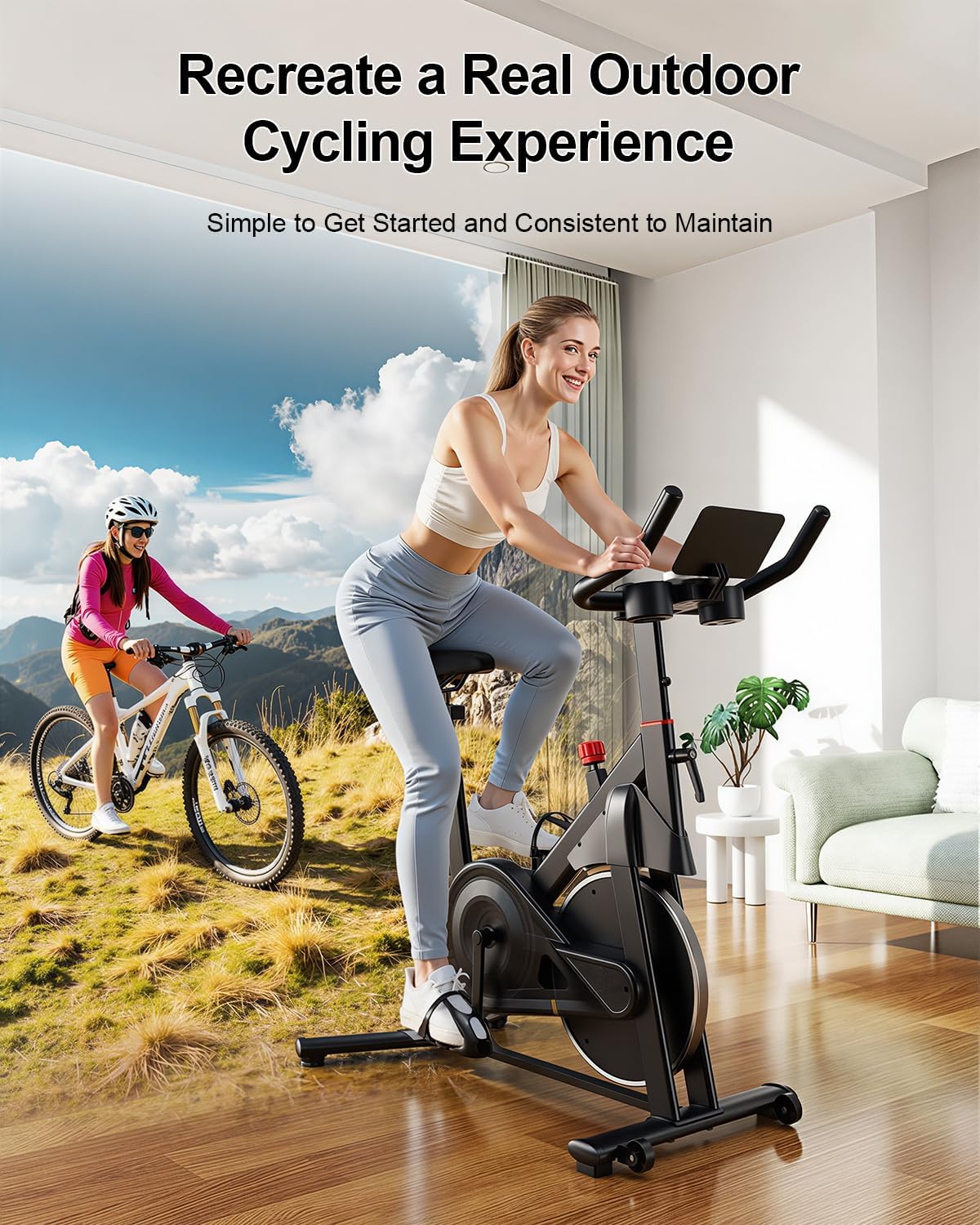 Exercise Bike, 32 Levels Magnetic Indoor Cycling Bike, 300lbs Capacity Stationary Bike with PitPat App & Comfort Seat Cushion