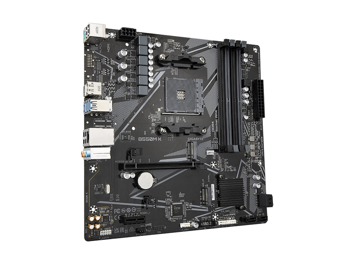 GIGABYTE B550M K (AM4/ AMD/ B550/ Micro-ATX/Dual M.2/ SATA 6Gb/s/USB 3.2 Gen 1/ Realtek GbE LAN/PCIe 4.0/ Motherboard)