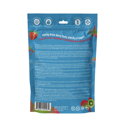 Organika Kids Electrolytes Powder Sticks - Sugar-Free Hydration + Immune support with 100% of daily Vitamin C, Minerals and Prebiotic Fibre | Strawberry Kiwi Flavour - 3.5g x 20 sachets - Available at All In One Marketplace Canada
