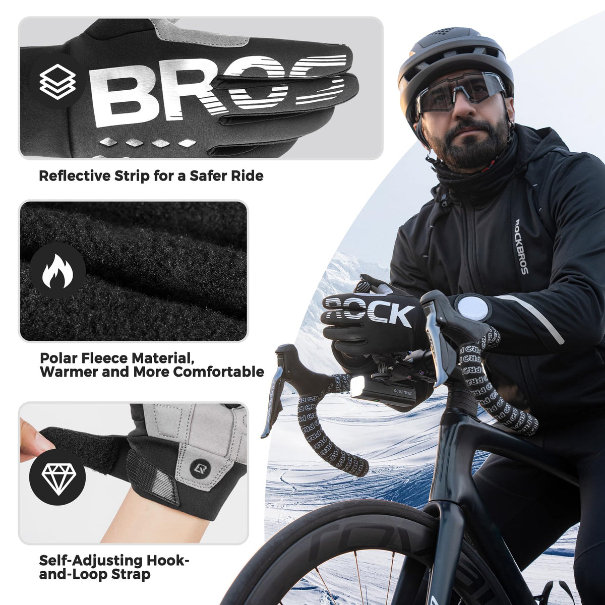 ROCKBROS Winter Cycling Gloves - Full Finger, Water Resistant, Touch Screen Compatible for Men & Women, Skiing & Biking 🍁 All In One Marketplace Canada