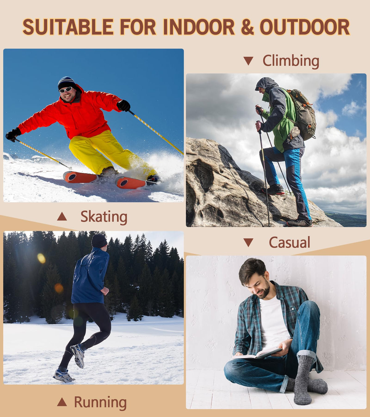 Yeblues 5 Pairs Wool Socks Mens, Thick Warm Winter Socks, Hiking Socks Soft Casual Socks for Men（Plus size fits 14-18) 🍁 All In One Marketplace Canada