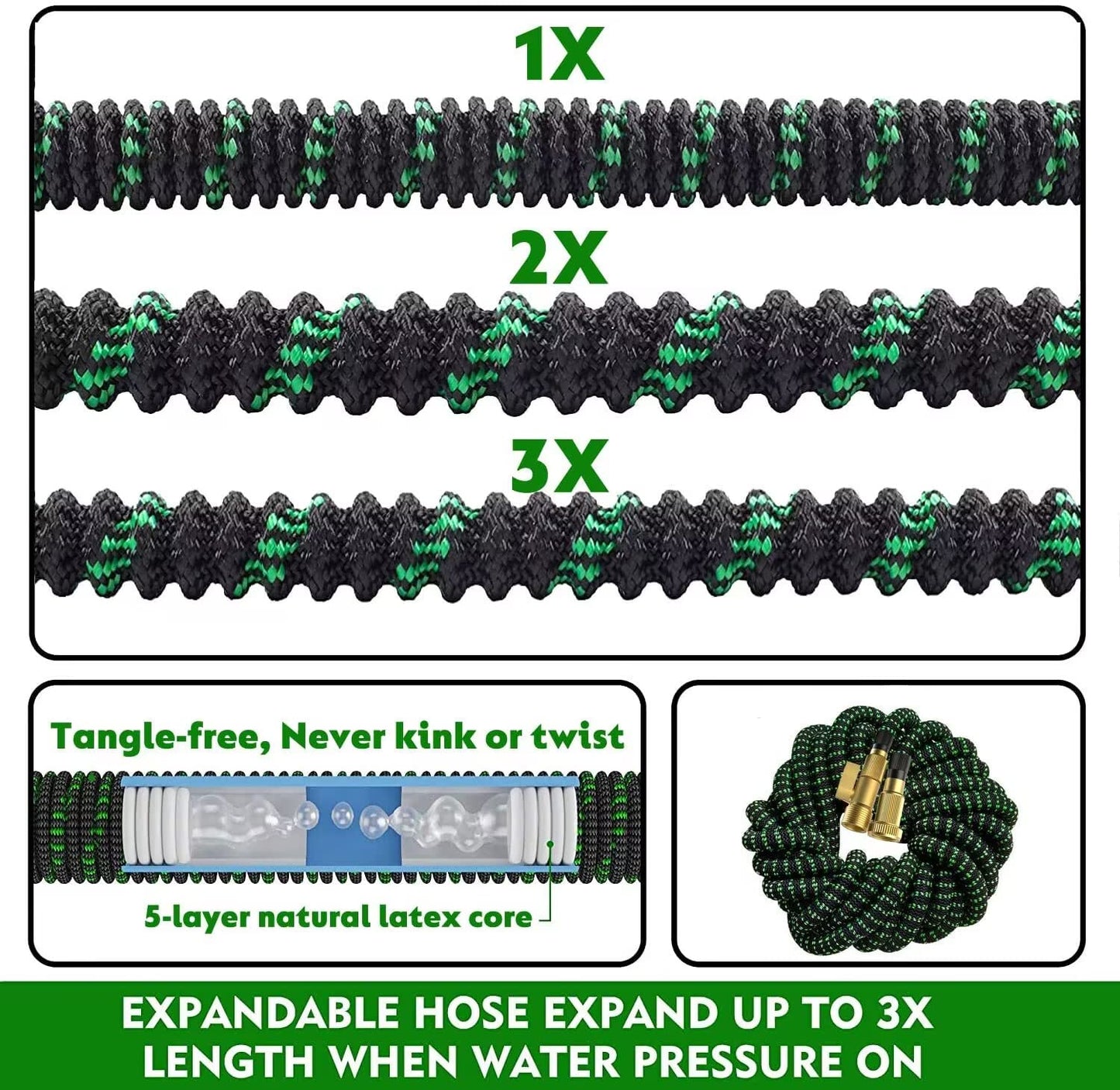 200 FT Garden Hose Expandable Hose - All New 2026 Flexible Water Hose with 10 Functions Spray Nozzle - Car Wash Hose with Solid Brass Connector, Leakproof Lightweight Expanding Pipe for Yard,Outdoor - Available at All In One Marketplace Canada