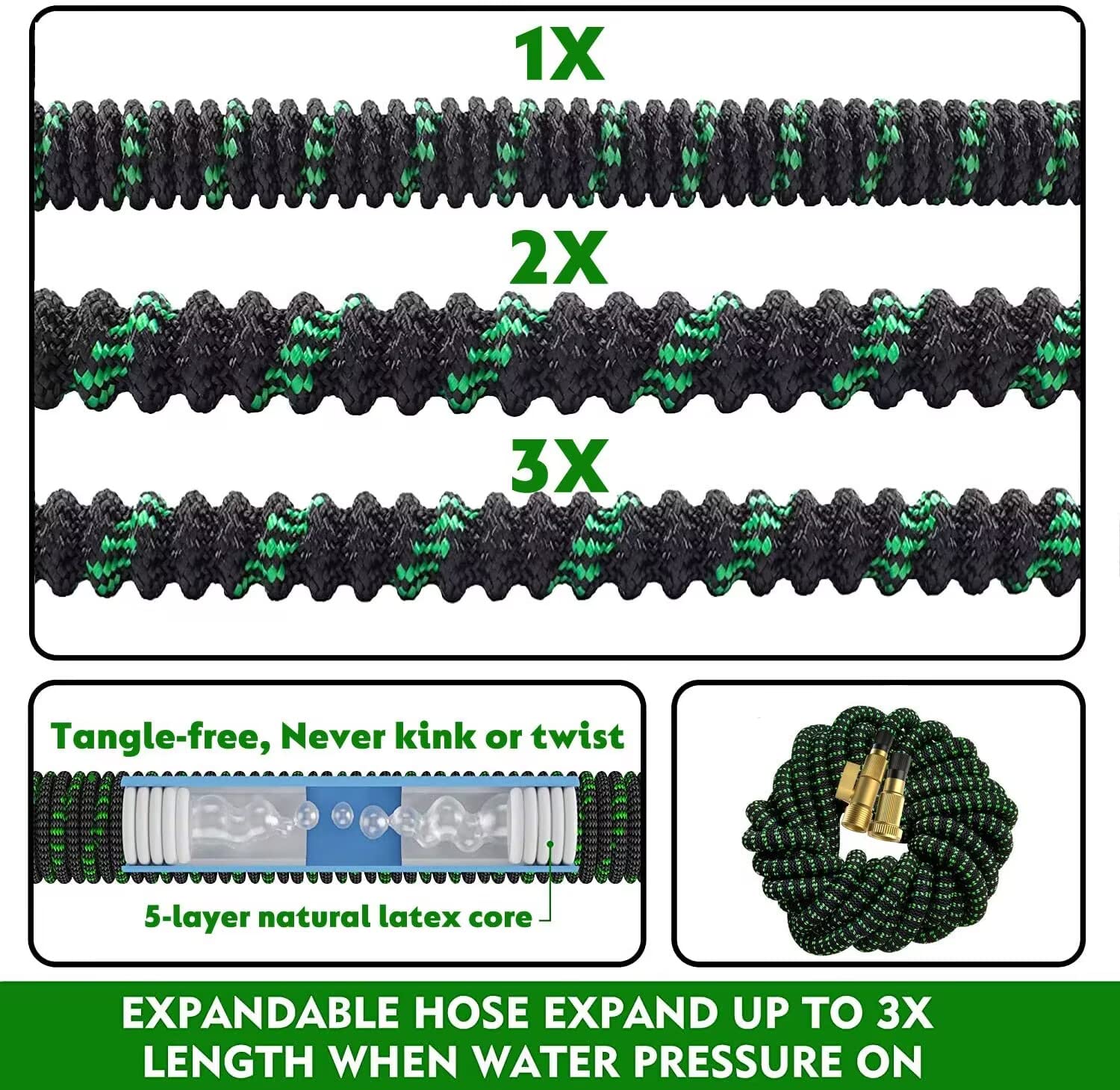 200 FT Garden Hose Expandable Hose - All New 2026 Flexible Water Hose with 10 Functions Spray Nozzle - Car Wash Hose with Solid Brass Connector, Leakproof Lightweight Expanding Pipe for Yard,Outdoor - Available at All In One Marketplace Canada