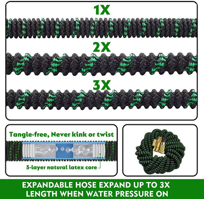 200 FT Garden Hose Expandable Hose - All New 2026 Flexible Water Hose with 10 Functions Spray Nozzle - Car Wash Hose with Solid Brass Connector, Leakproof Lightweight Expanding Pipe for Yard,Outdoor - Available at All In One Marketplace Canada