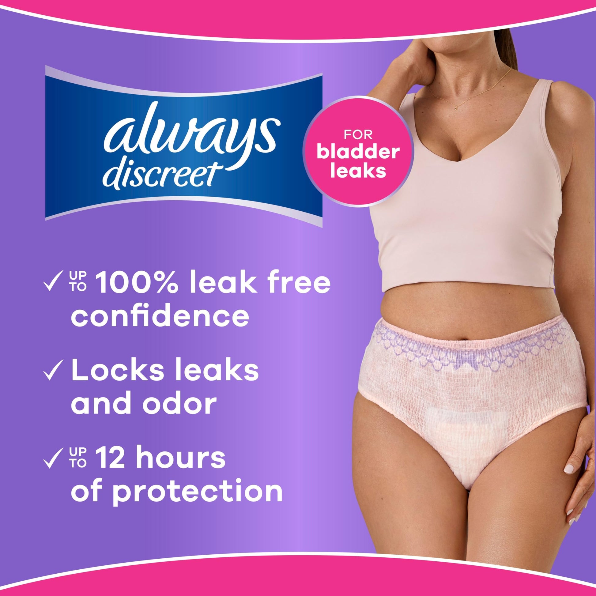 Always Discreet, Adult Diapers for Women, Maximum Incontinence and Postpartum Underwear S/M, 84 Count Always Discreet