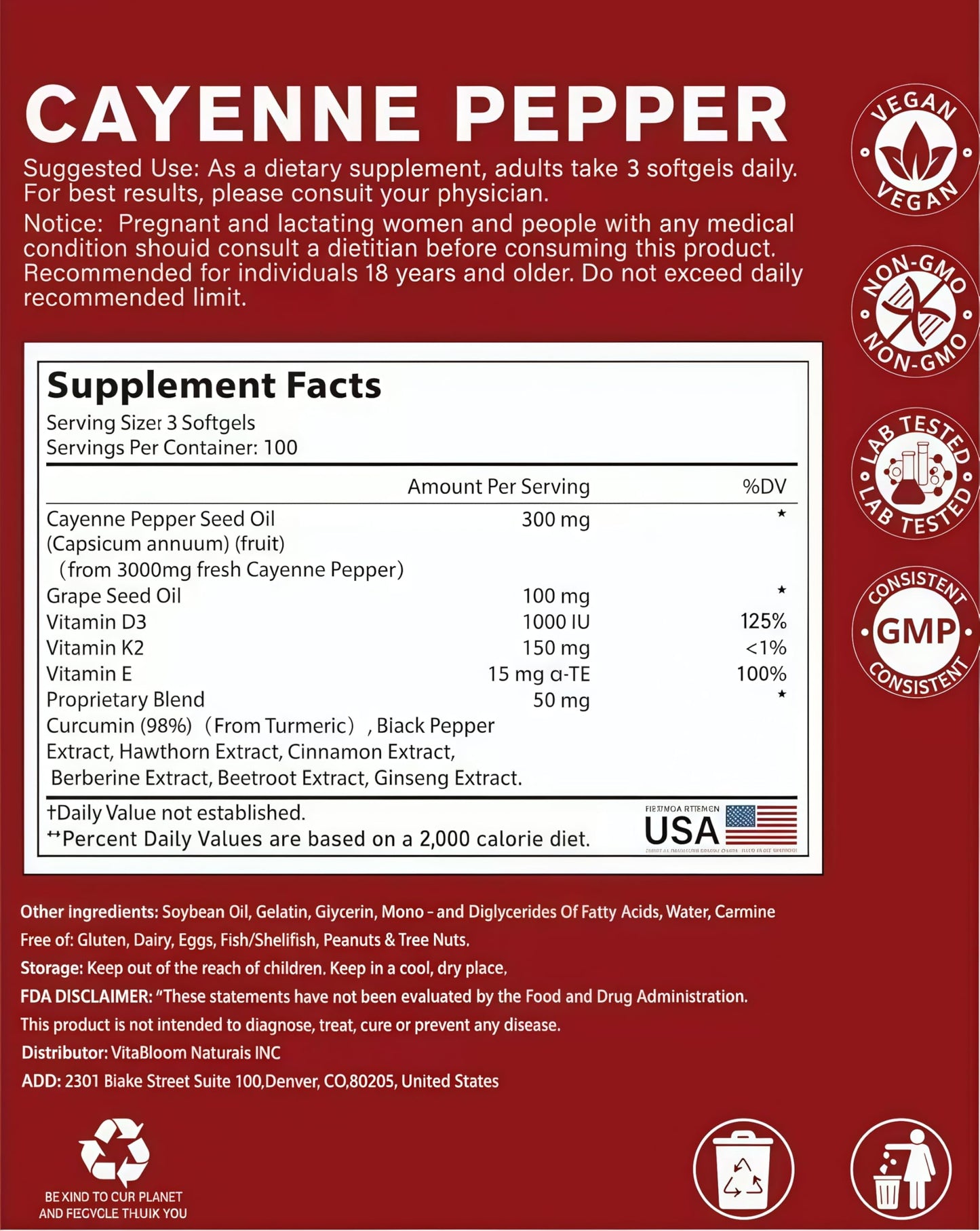 Cayenne Pepper - Cayenne Pepper Capsules | Resealable Package | 300 Softgels / 1 Bag B - Available at All In One Marketplace Canada