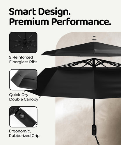 Repel Windproof Travel Umbrella - Compact & Withstands Winds up to 100MPH, Strongest Premium Auto Folding Umbrella for Rain and Sun - Durable, Light & Portable for Women & Men, Fits Backpack & Cars - Available at All In One Marketplace Canada