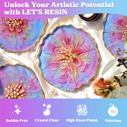 LET'S RESIN Casting Epoxy Resin Kit, 1L(34oz) Crystal Clear & Bubble Free Epoxy Resin and Hardener, High Gloss Resin Kit for DIY Art, Mould Casting, Wood, Jewellery Making, Coasters, Table Top - Available at All In One Marketplace Canada