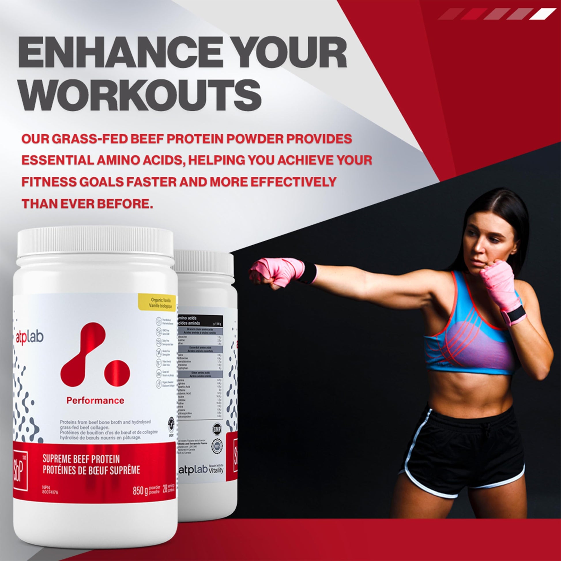 ATP LAB Supreme Beef Protein Powder Grass Fed 850g - Vanilla Flavor with Bone Broth & Hydrolyzed Collagen