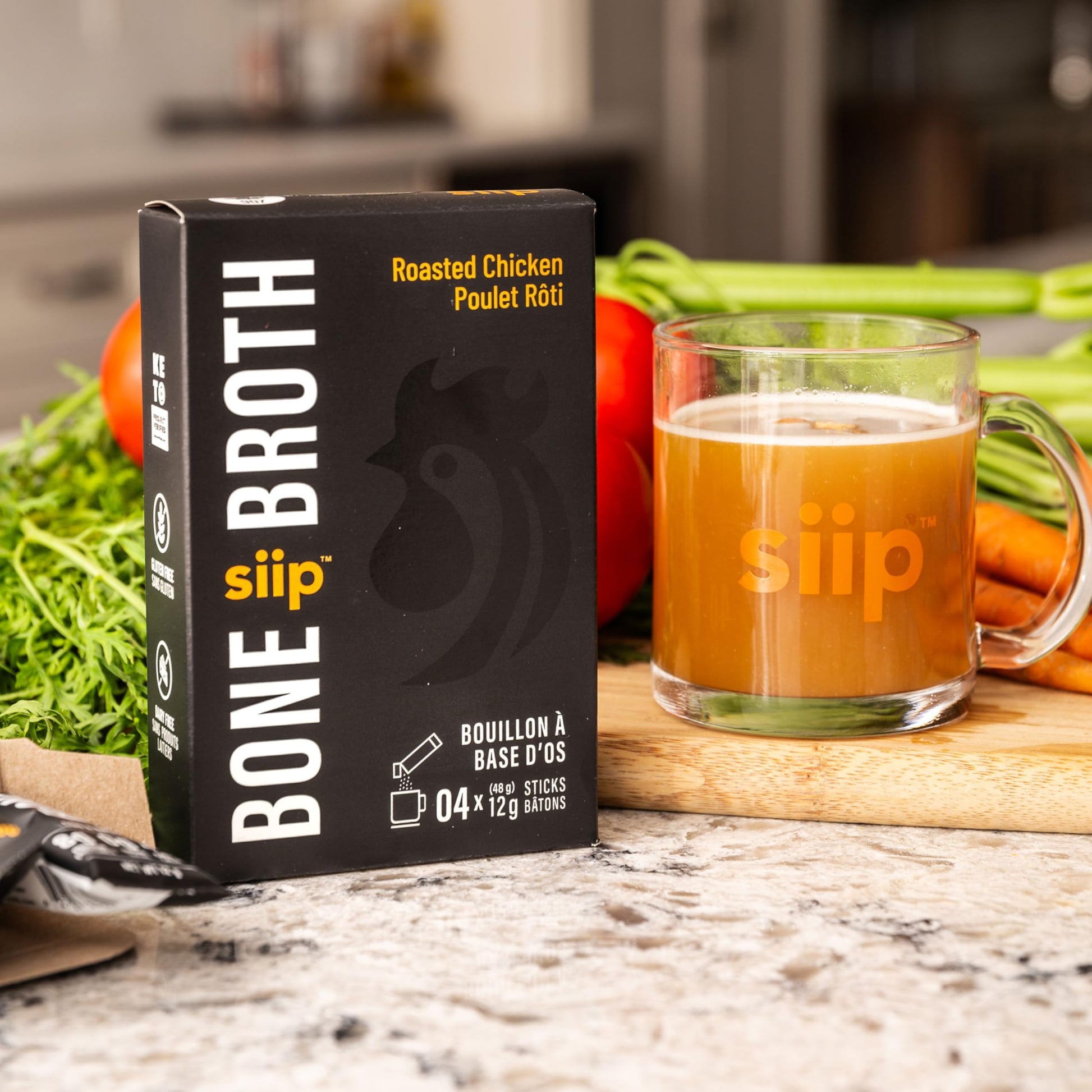 Siip Chicken Bone Broth Powder 25-Pack Single-Serve Sticks | Canadian-Made | High Protein & Collagen | Keto & Paleo Friendly