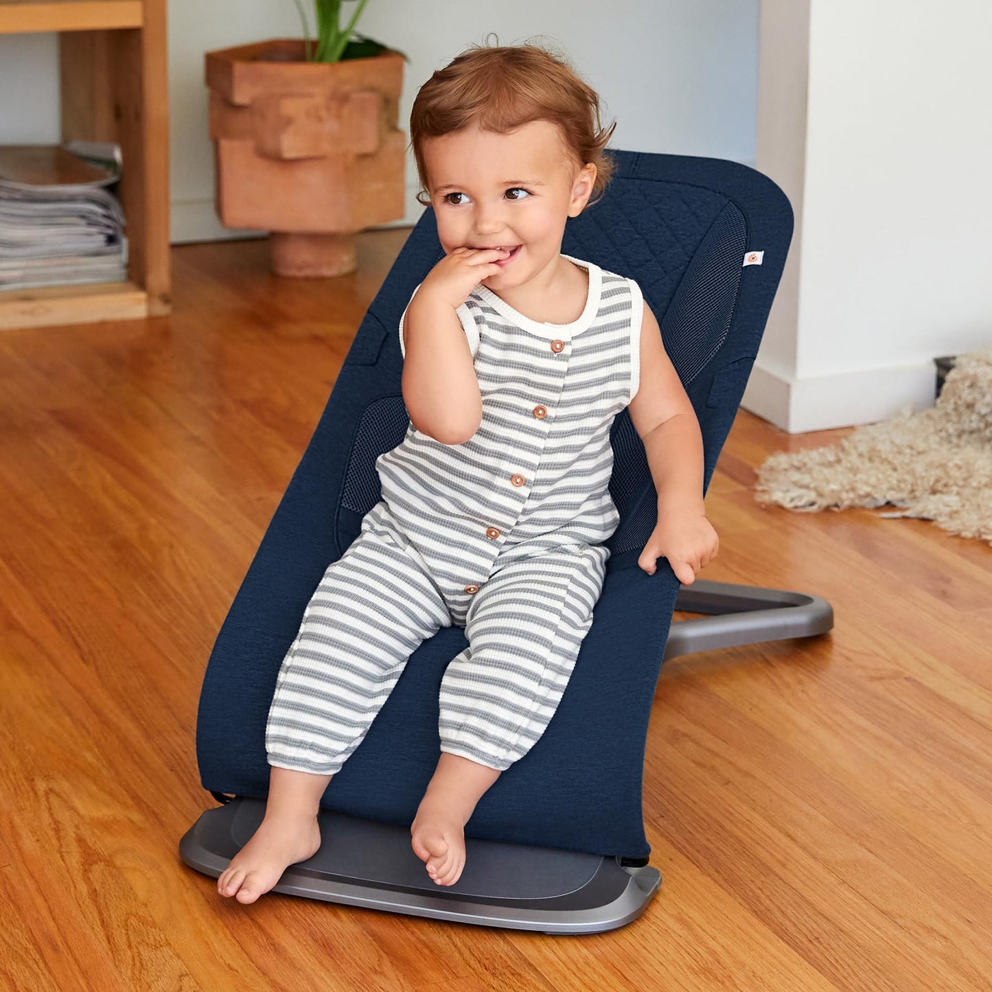 Ergobaby Evolve 3-in-1 Bouncer Seat for Babies and Toddlers 5.5-25lbs - Multi Position Baby Rocker Seat with Adjustable Heights, Secure Harness, Newborn Insert - Midnight Blue 🍁 All In One Marketplace Canada