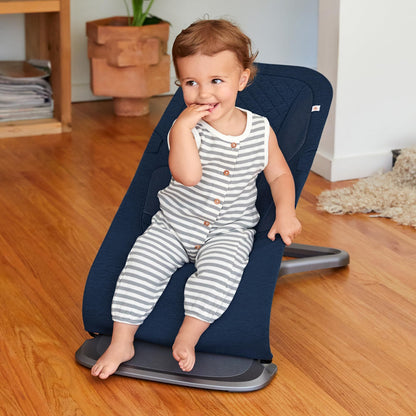 Ergobaby Evolve 3-in-1 Bouncer Seat for Babies and Toddlers 5.5-25lbs - Multi Position Baby Rocker Seat with Adjustable Heights, Secure Harness, Newborn Insert - Midnight Blue 🍁 All In One Marketplace Canada