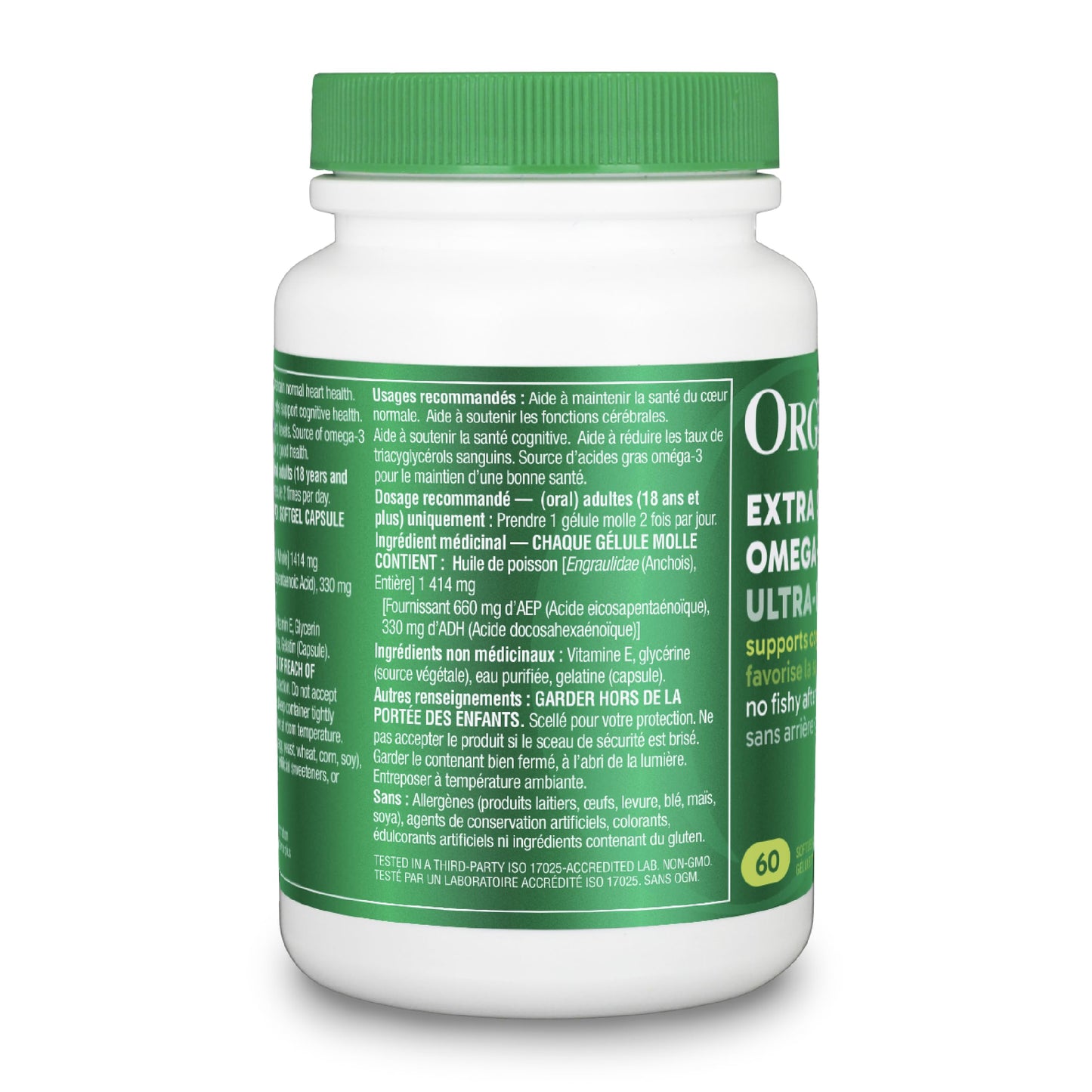 Organika Extra Strength Omega-3 Fish Oil 1414mg – High DHA (330mg) and EPA (660mg) Formula for Cognitive, Brain & Heart Health – No Fishy Aftertaste, Sustainably Sourced – 60 Softgels - Available at All In One Marketplace Canada