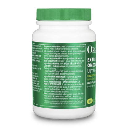 Organika Extra Strength Omega-3 Fish Oil 1414mg – High DHA (330mg) and EPA (660mg) Formula for Cognitive, Brain & Heart Health – No Fishy Aftertaste, Sustainably Sourced – 60 Softgels - Available at All In One Marketplace Canada