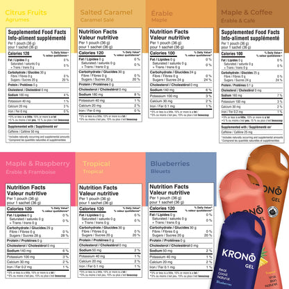 Krono Nutrition Energy Gels - Made with Natural Ingredients - Vegan - Gluten Free - 24 count (Variety Pack) - Available at All In One Marketplace Canada
