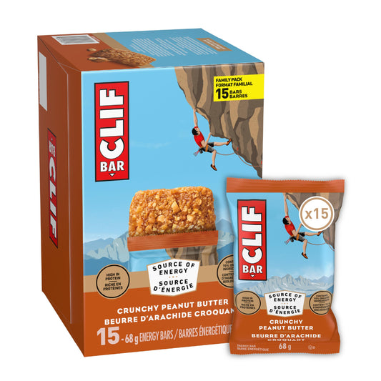 CLIF BAR Energy Bars, Crunchy Peanut Butter, Granola Bar, High in Protein, Contains 70% Organic Ingredients, 1.02 kg (Pack of 15) - Available at All In One Marketplace Canada