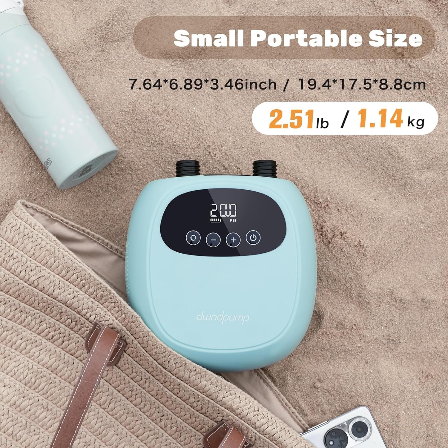 dwndpump Electric Paddle Board Pump, Rechargeable 20PSI SUP Pump, Dual-Stage Inflation and Deflation, Portable Electric Air Pump for Kayaks, Wind Wings, SUPs(Green) - Available at All In One Marketplace Canada