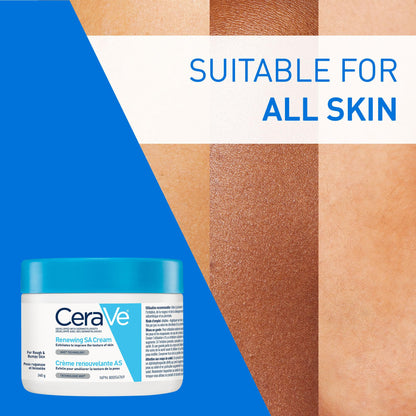 CeraVe Salicylic Acid Cream, Renewing SA Body Cream for Very Dry, Rough & Bumpy Skin, Psoriasis, Keratosis Pilaris, Itching & Flaking. With Lactic Acid, Hyaluronic Acid, Fragrance Free, 340g