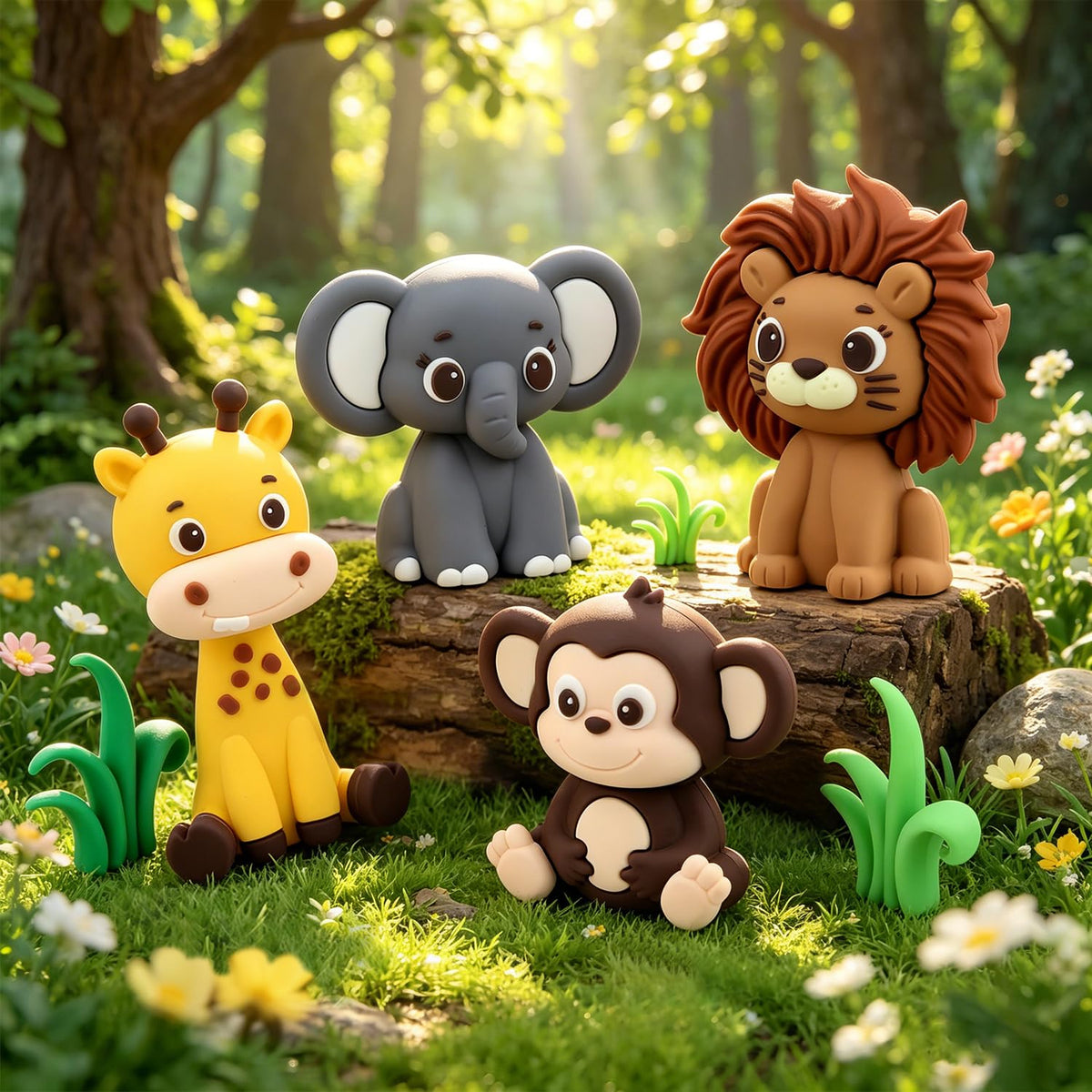 BlingABC 15PCS Cartoon Safari Animal Cake Toppers Jungle Cake Decorations 🍁 All In One Marketplace Canada