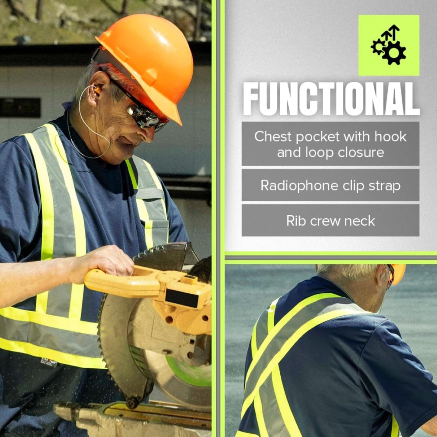 Pioneer High Vis Shirt for Men - Safety T-shirt - Class 1