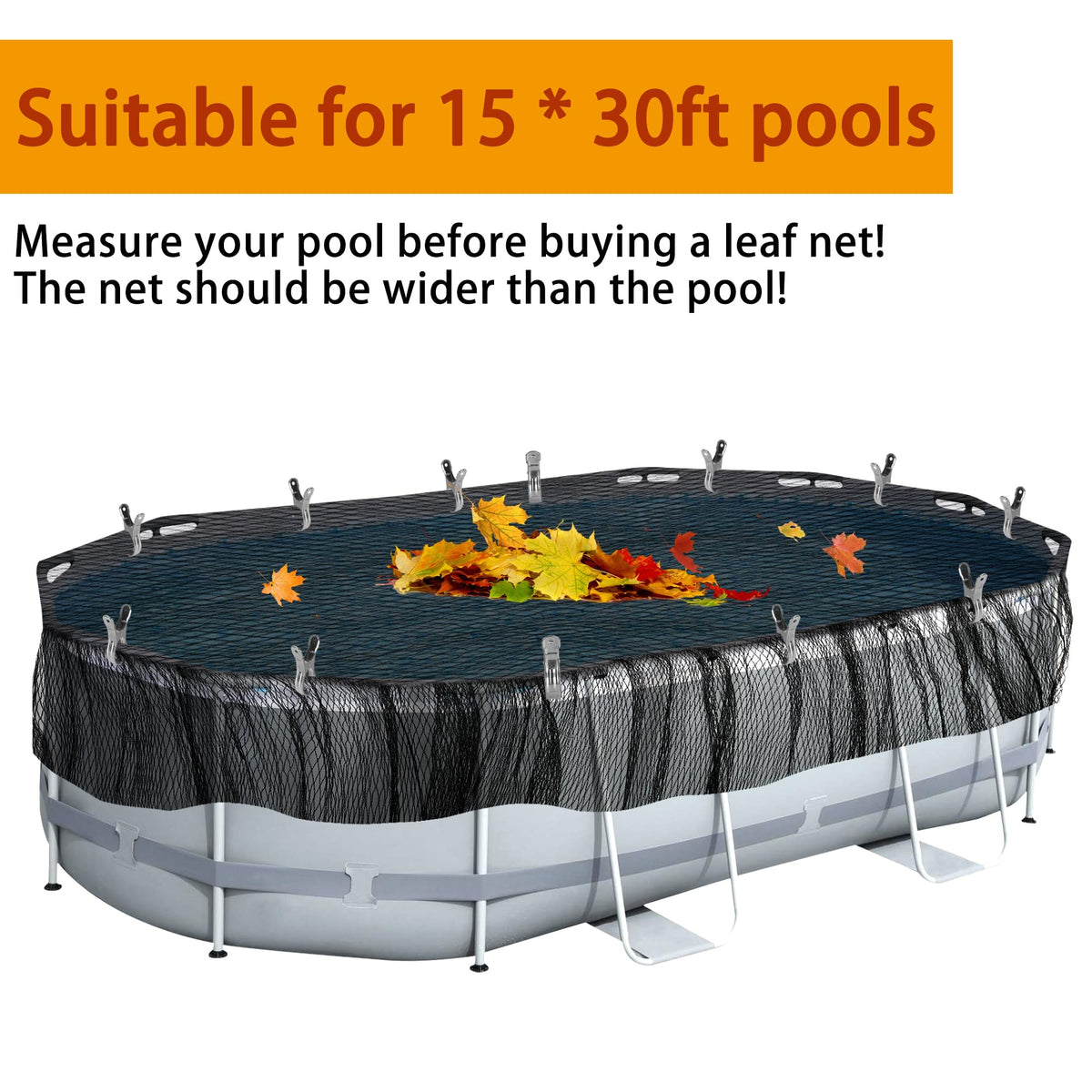 33' x 18' Oval Swimming Pool Leaf Net Cover, Pool Safety Net Blanket 🍁 All In One Marketplace Canada