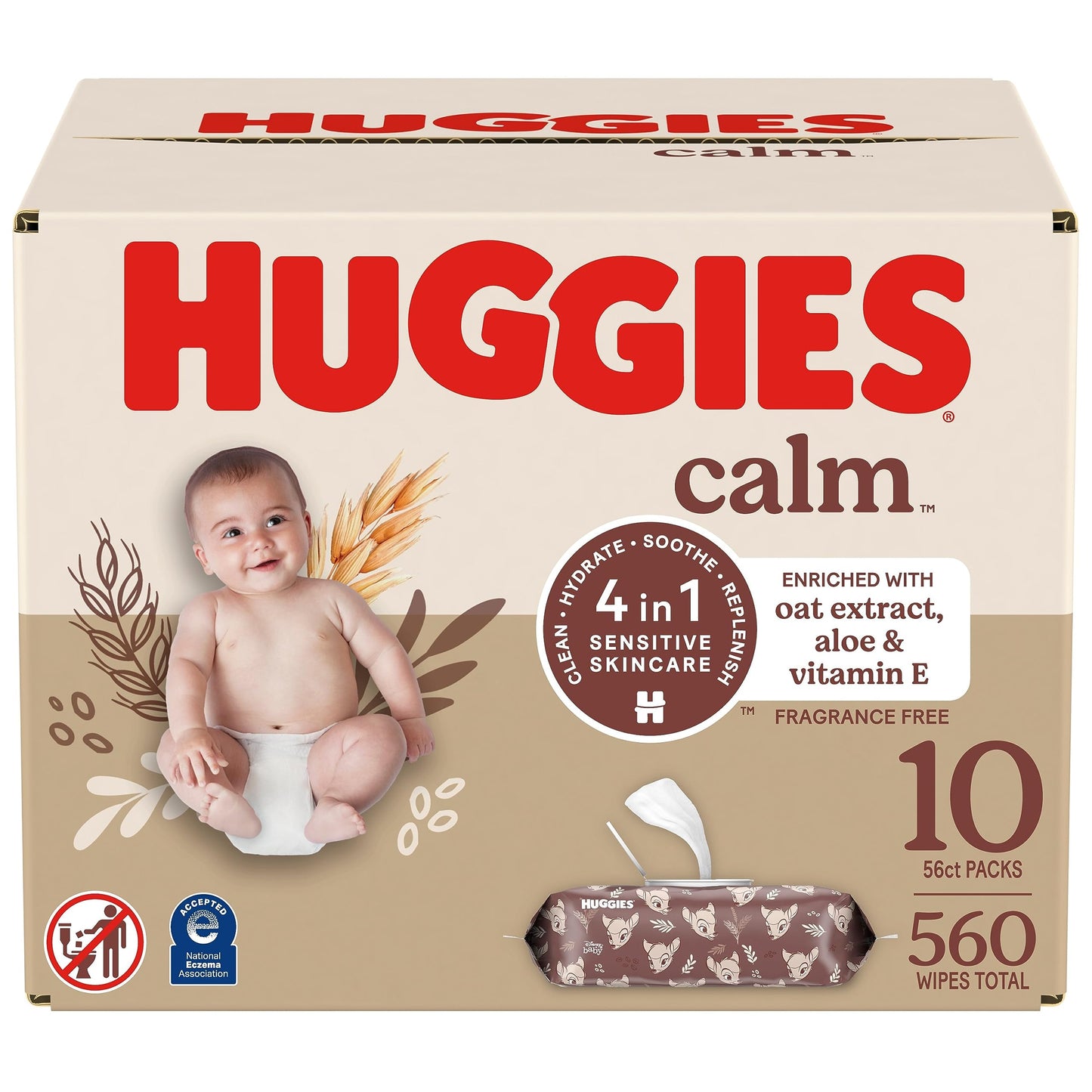 Huggies Calm Baby Wipes, Unscented, 10 Push Button Packs (560 Wipes Total) 🍁 All In One Marketplace Canada
