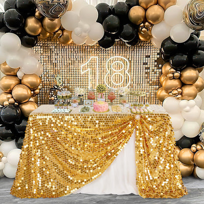 B-COOL Gold Sequin Tablecloth 50 x 102 Inch Payette Glitter Rectangle Table Cloth for Parties Wedding Birthday Halloween Fall Party Decoration