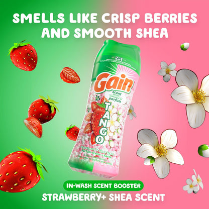 Gain Tango 2-in-1 Laundry Scent Booster Beads, Strawberry and Shea Scent, Laundry Beads with Dual Scents Plus All Day Freshness, 598 Grams