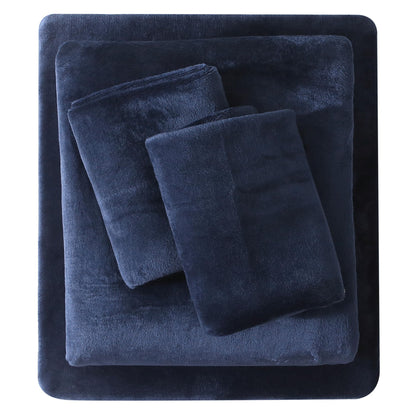 Viviland Plush Micro Polar Fleece Queen Bed Sheet Set for Winter, Navy Blue 🍁 All In One Marketplace Canada