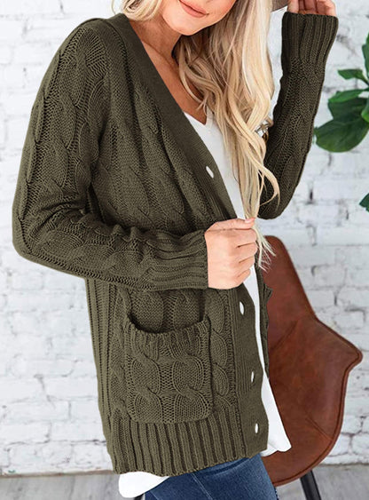 PRETTYGARDEN Women's Cable Knit Cardigan Sweaters Fall(Army Green,L) 🍁 All In One Marketplace Canada