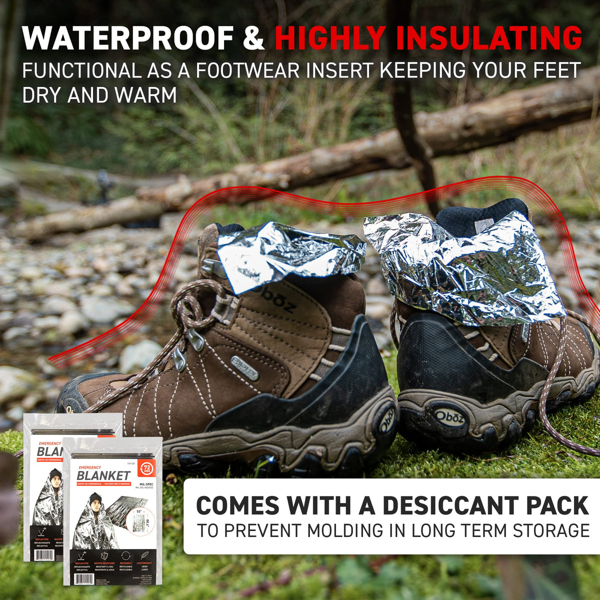 72HRS MIL-SPEC Emergency Thermal Mylar Blanket (137 × 224 cm, Pack of 4) 🍁 All In One Marketplace Canada