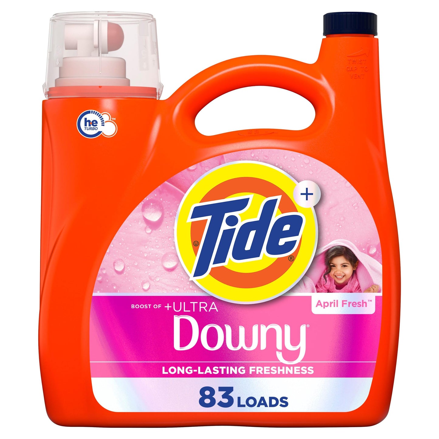 Tide Plus Boost of Ultra Downy Liquid Laundry Detergent, April Fresh Scent, 83 Loads, Laundry Detergent Liquid with Long-Lasting Freshness, 3.4 L Tide