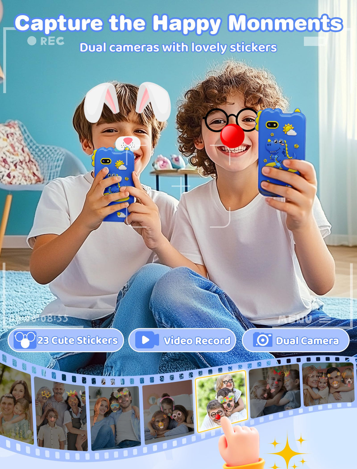 Kikidex Kids Phone for Girls, Toys for Boys Girls Age 3-8 Christmas Birthday Gifts, Touchscreen Kids Toy Cell Phone with Dual Camera, Puzzle Game, Music Player (Blue) 🍁 All In One Marketplace Canada