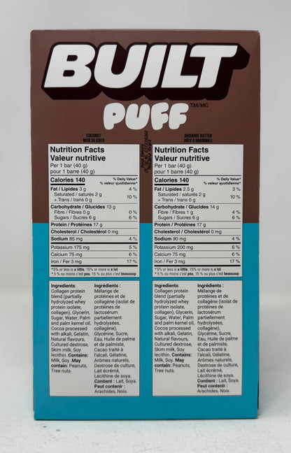 BUILT Puff Protein Bars – Variety Pack, 14-Count (560g) Soft & Chewy High-Protein Snack