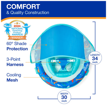 Swimways Infant Spring Float, Baby Pool Float with Canopy & UPF Protection, Swimming Pool Accessories for Kids 3-9 Months, Shark 🍁 All In One Marketplace Canada SwimWays