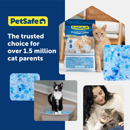 PetSafe ScoopFree Reusable Tray for Cat Litter Boxes - Includes 4.3 lb of Premium Blue Non Clumping Crystal Litter - Compatible with All PetSafe ScoopFree Automatic Self Cleaning Litter Boxes