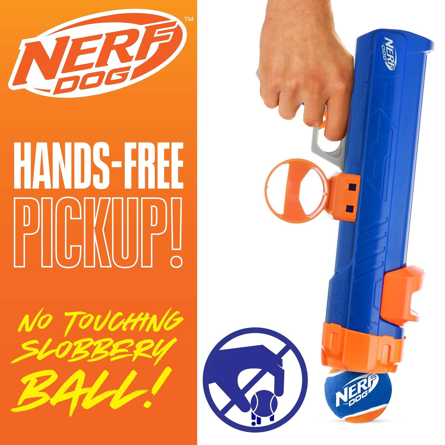Nerf Dog Tennis Ball Blaster Dog Toy with 1 Ball, 16 in, Blue/Orange Nerf Dog