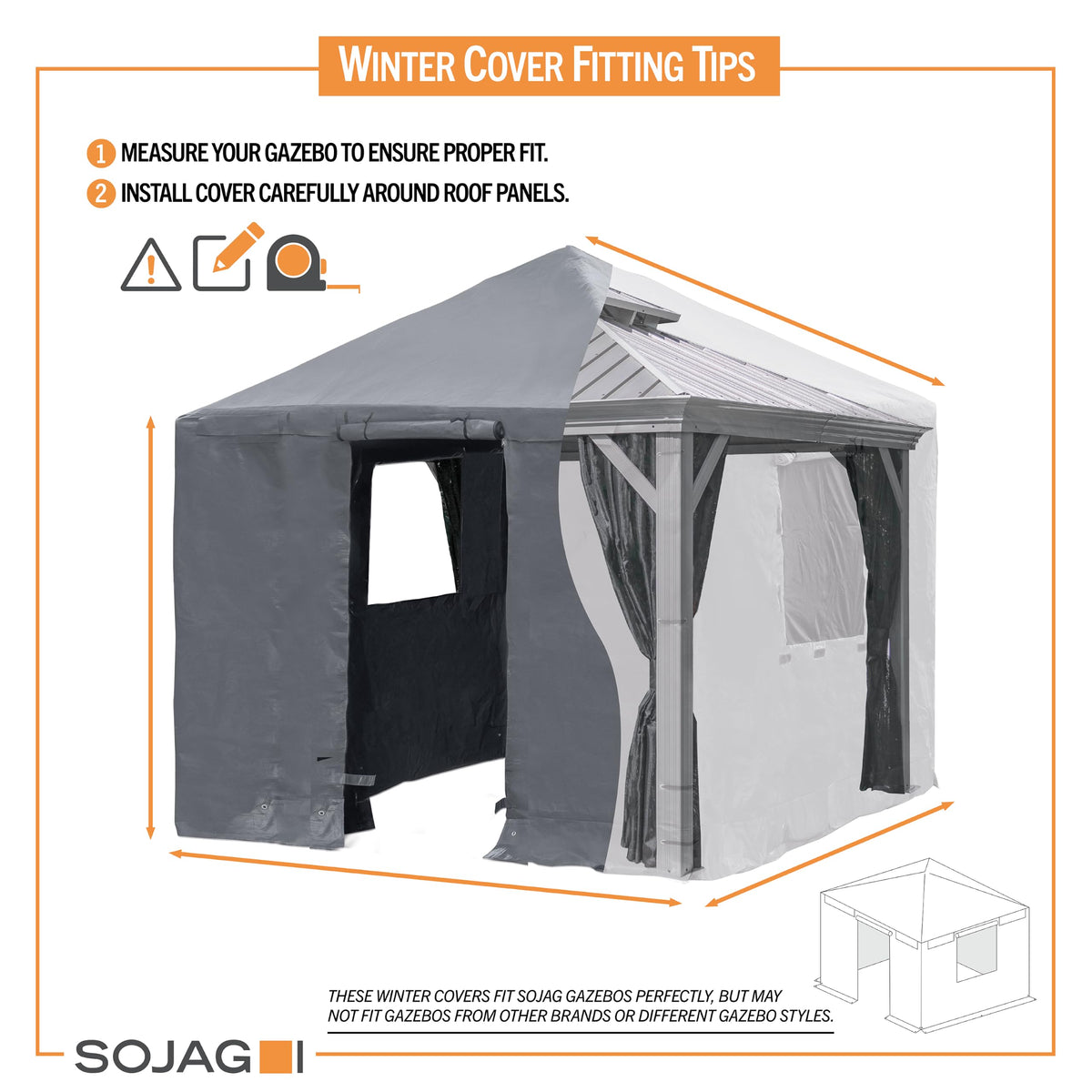Sojag Winter Cover for Gazebos, Waterproof 8' x 8' Gazebo Accessory with Roll-Up Door, and Vented Panels, All-Season Outdoor Storage 🍁 All In One Marketplace Canada