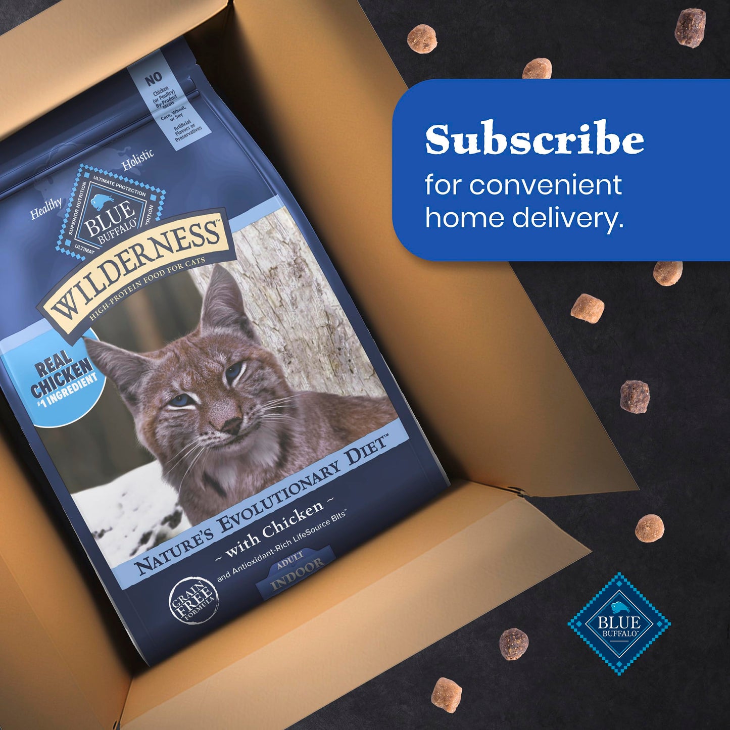 Blue Buffalo Wilderness Chicken Natural High-Protein Grain-Free Dry Food for Adult Indoor Cats, Antioxidant-Rich LifeSource Bits Support Immunity, Promotes Strong Muscles, 4.9kg/11 lbs.