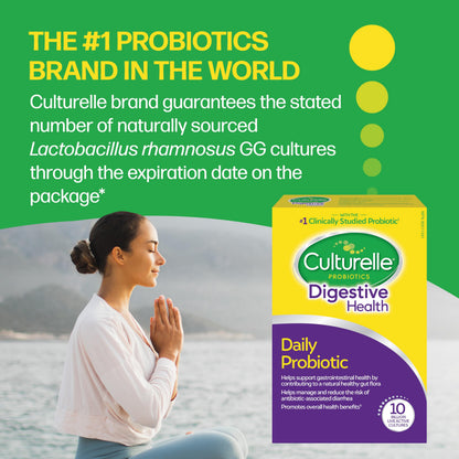Culturelle Daily Digestive Health Daily Probiotic for Men and Women | With 100% Naturally Sourced Lactobacillus GG Strain †††††† | Pharmacist Recommended ††††† | Gluten Free and Vegan | 30 Count Capsules Culturelle
