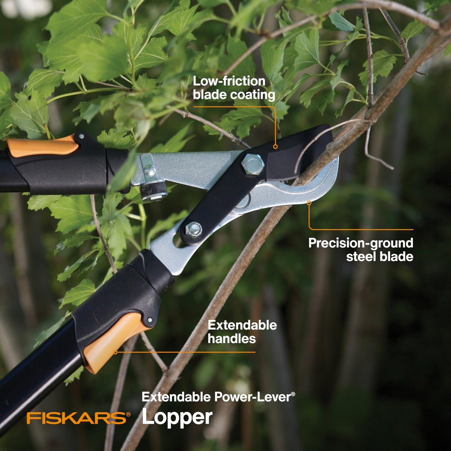 Fiskars Power-Lever Extendable Lopper, 2X Cutting Power, Precision-Ground Blade, 25"-37", Black & Orange 🍁 All In One Marketplace Canada
