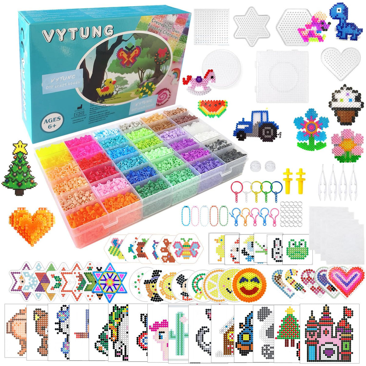 Vytung Fuse Beads Kit 13000pcs 36 Colors 5MM Melty with 6 Pegboards 220 Patterns 4 Tweezers 4 Ironing Paper, Melting Beads Kit for Christmas Birthday 🍁 All In One Marketplace Canada
