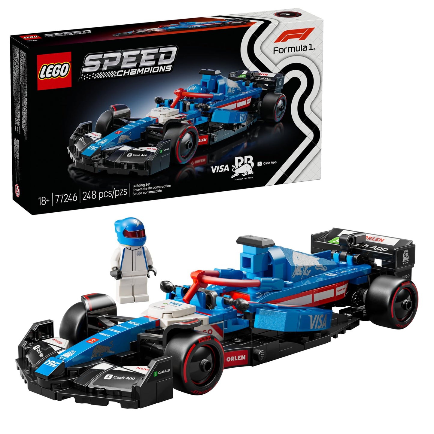 LEGO Speed Champions Visa Cash App RB VCARB 01 F1 Race Car Model Kits - Building Sets for Adults, Ages 18+ W/Realistic Features - F1 DIY Crafts for Display - Gift Ideas for F1 Fans - 77246 LEGO