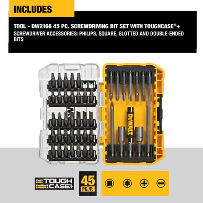 DEWALT Screwdriver Bit Set with Tough Case, 45-Piece (DW2166) DEWALT