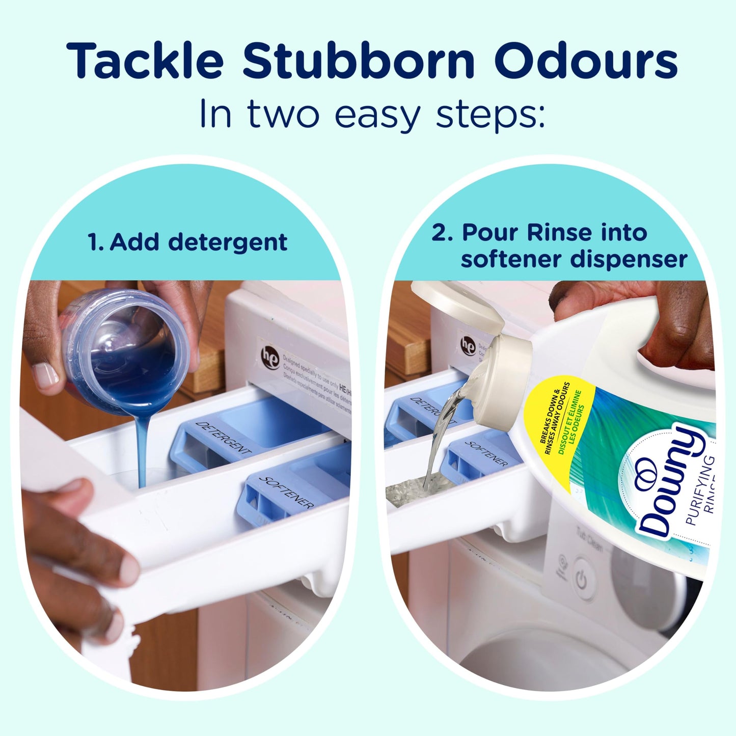 Downy Purifying Rinse Laundry Odour Remover, Cool Cotton Scent, Fabric Softener and Laundry Odour Removal Rinse, Fights Odours at the source, HE Compatible, 1.83 L